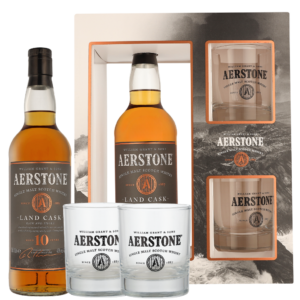 Aerstone 10 yrs Landcask + 2 glazen 70cl Whisky